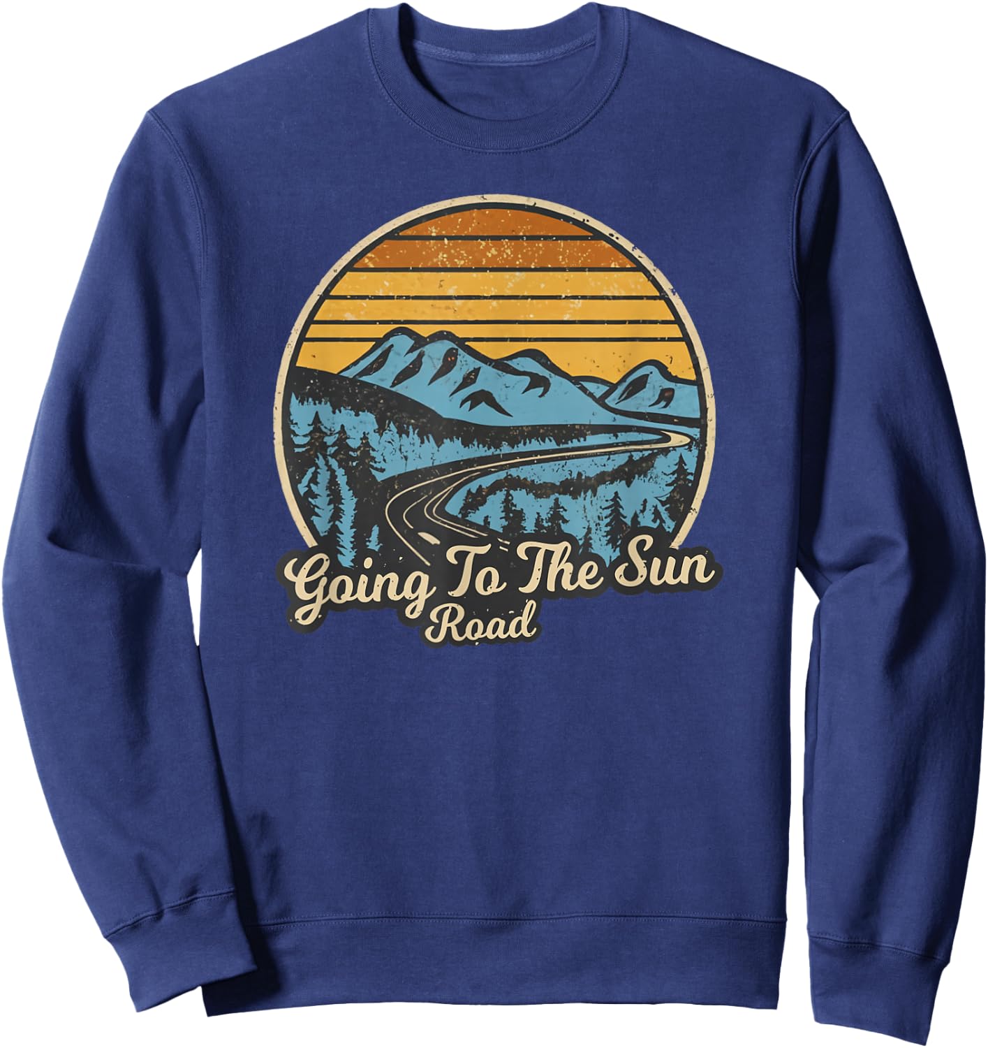 Going To The Sun Road Glacier National Park Retro Sweatshirt - Sweatshirt | Navy