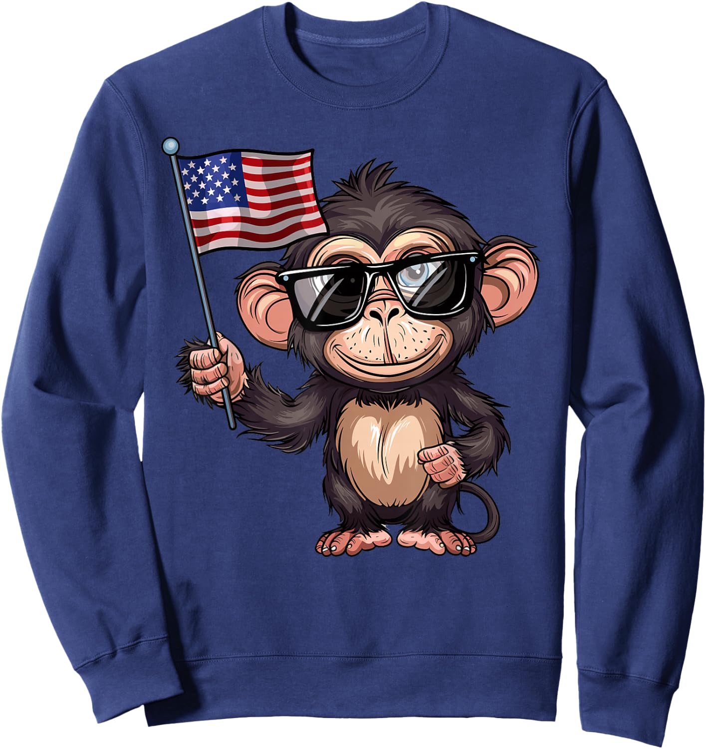 Monkey USA Flag - Funny Monkey Lovers 4th of July Sweatshirt - Sweatshirt | Navy