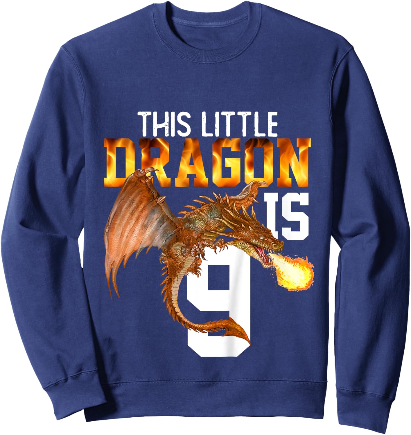 Turning 9 Year Old Birthday Gift Boy Dragon 9th Bday Girl Sweatshirt - Sweatshirt | Navy