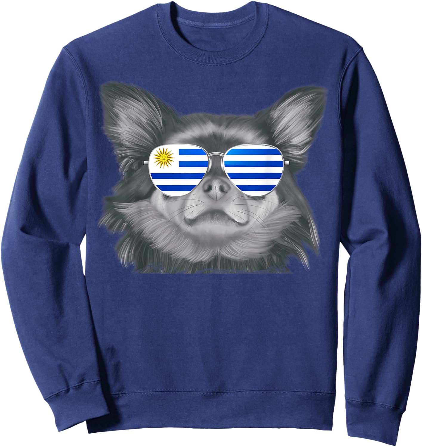 Black Chihuahua Dog Uruguay Sunglasses Sweatshirt - Sweatshirt | Navy