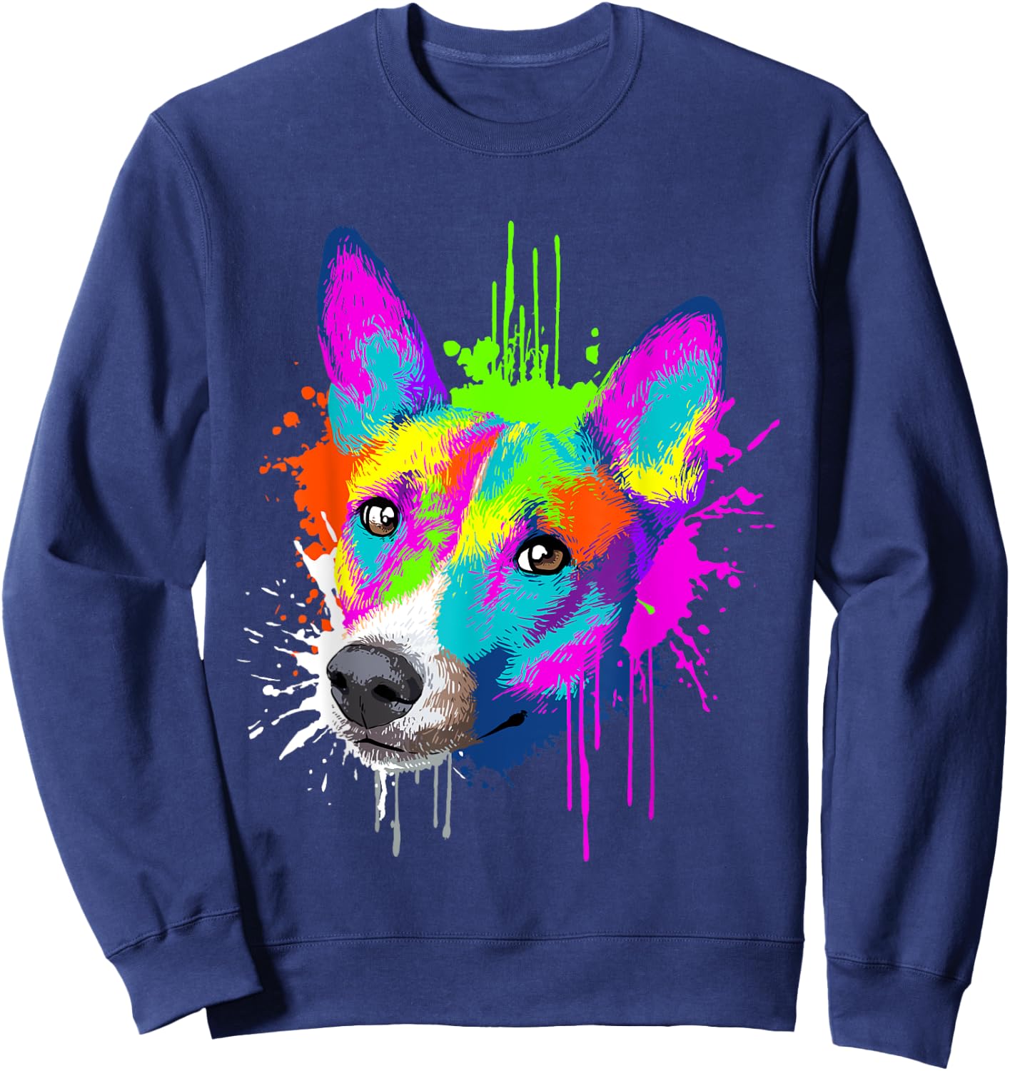 Splash Art Basenji Dog Holder Gift Dogs Men Women Kids Sweatshirt - Sweatshirt | Navy