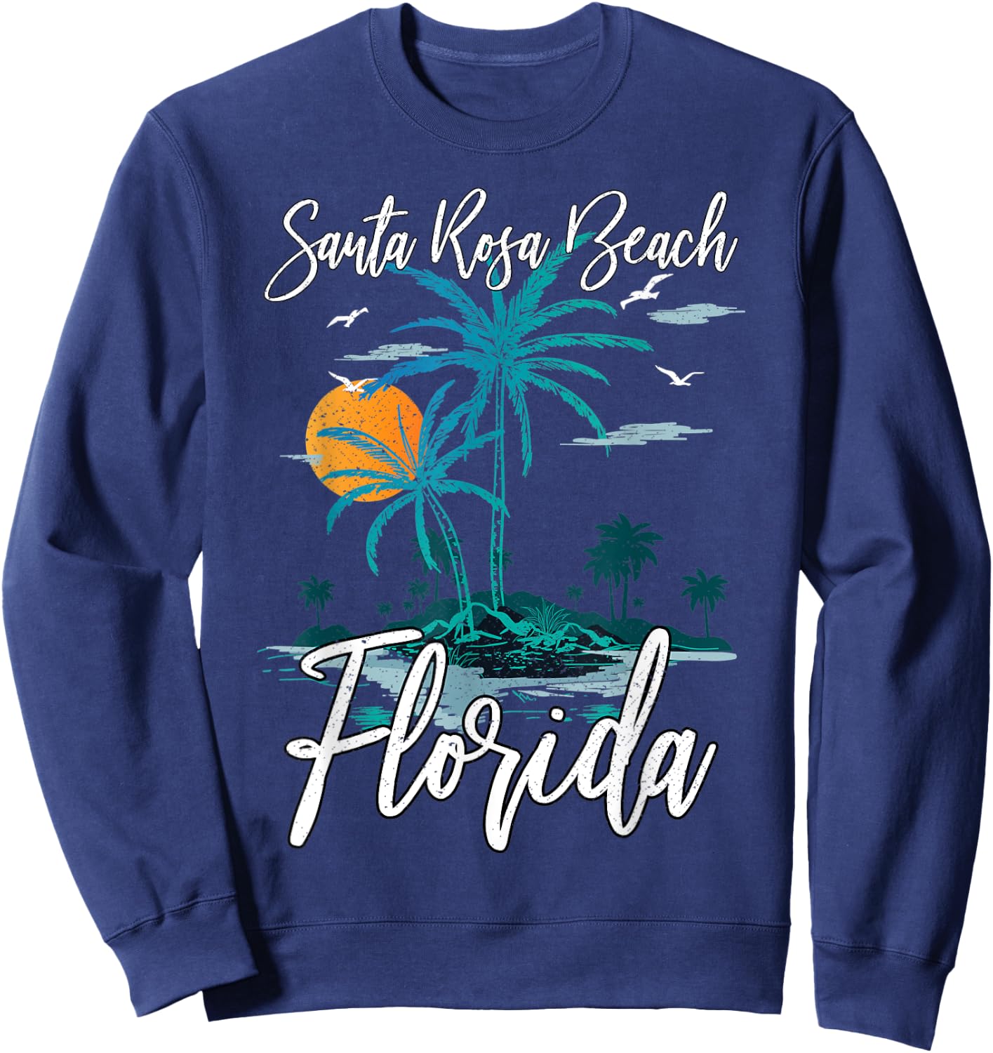 Family Vacation Retro Sunset Florida Santa Rosa Beach Sweatshirt - Sweatshirt | Navy