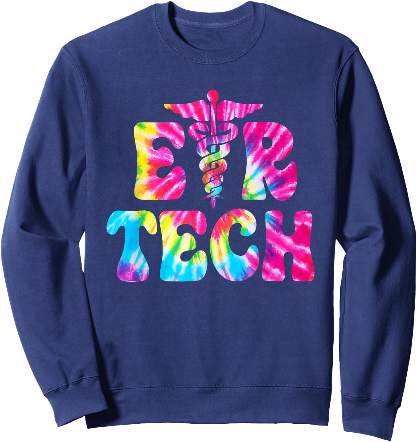 Emergency Room Technician Tie Dye ER Tech Nurse Technologist Sweatshirt - Sweatshirt | Navy