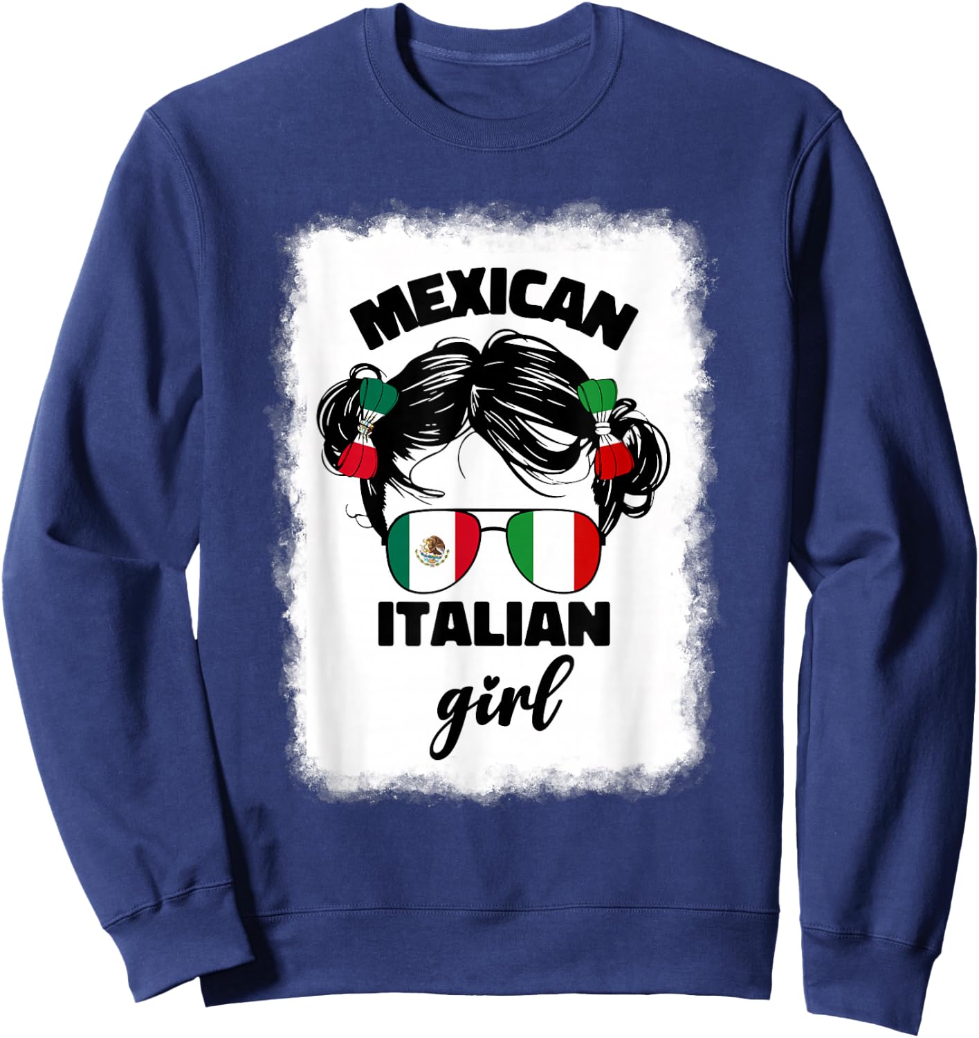 Girls Half Mexican And Italian Mexico Italy Flag Kids Girl Sweatshirt - Sweatshirt | Navy