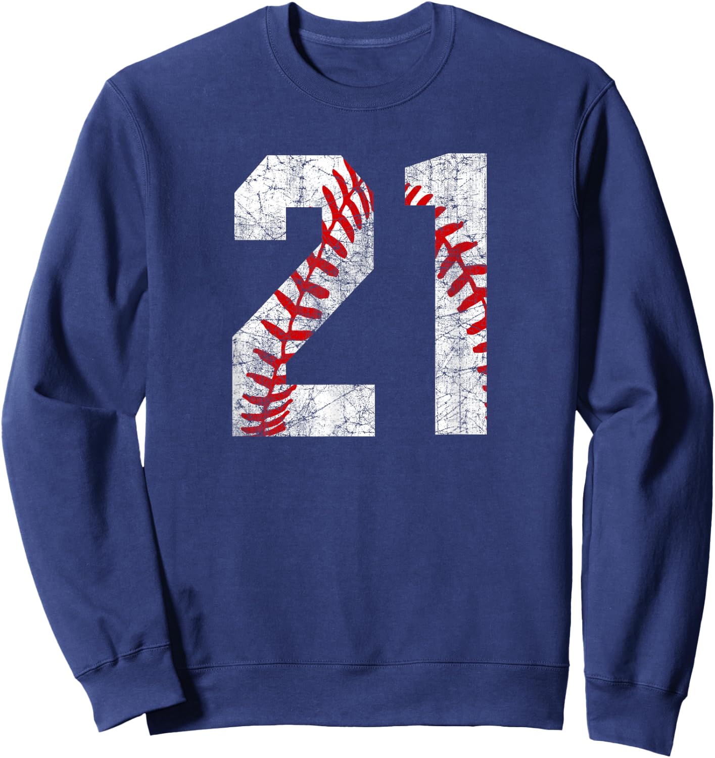 Vintage Baseball Mom #21 Jersey Baseball Player Number 21 Sweatshirt - Sweatshirt | Navy