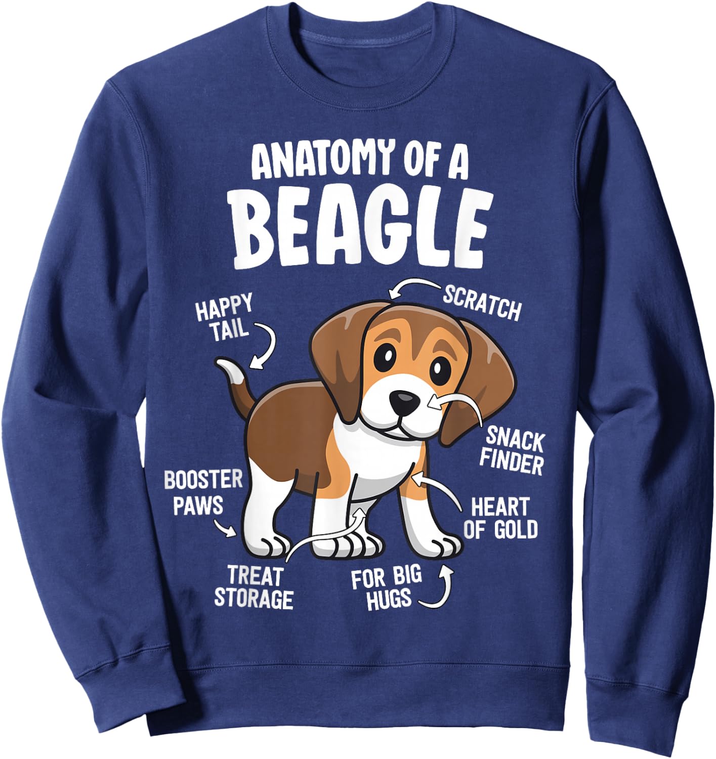 Gifts for Beagle Lovers Dog Mom Funny Anatomy Of A Beagle Sweatshirt - Sweatshirt | Navy