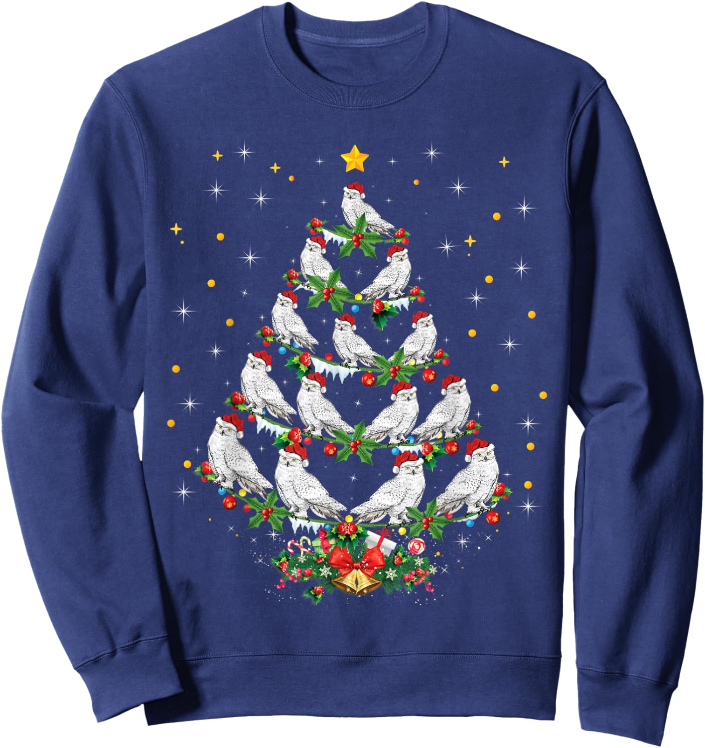 Snowy Owl Bird Lover Xmas Gift Snowy Owl Christmas Tree Sweatshirt - Sweatshirt | Navy