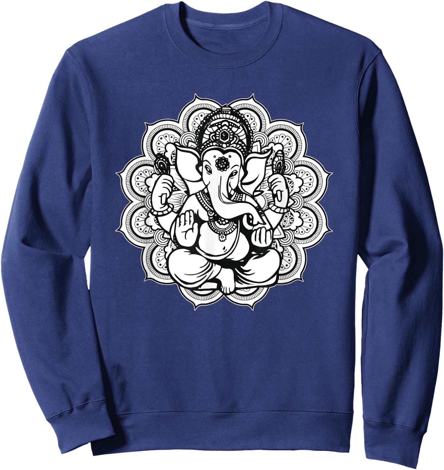 Ganesh Ganesha Elephant Mandala India Art Indian God Hindu Sweatshirt - Sweatshirt | Navy