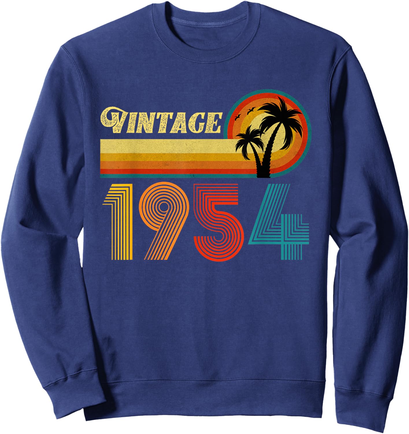 Vintage 1954 Birthday Gift Women 71 Years Retro Palm Sweatshirt - Sweatshirt | Navy