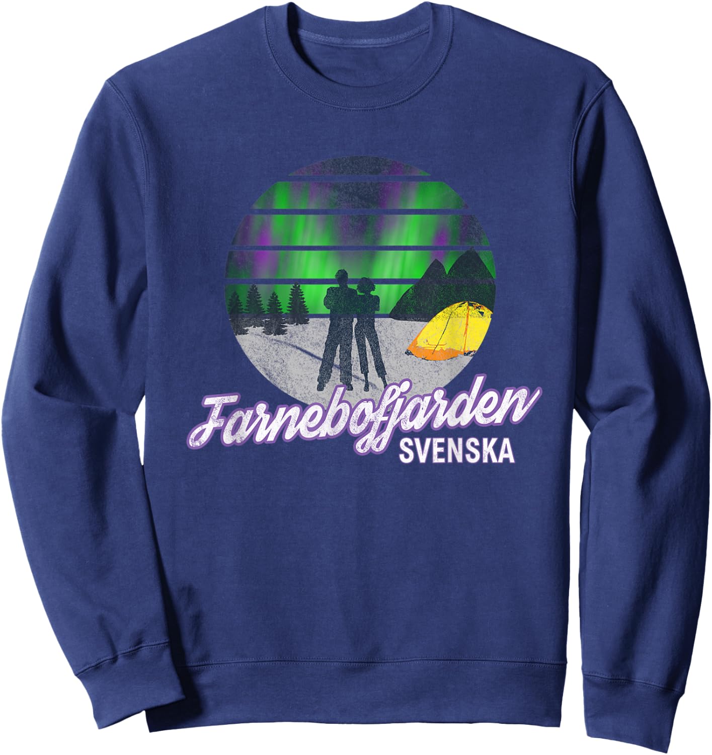 Farnebofjarden Park Sweden Svenska Northern Lights Sweatshirt - Sweatshirt | Navy