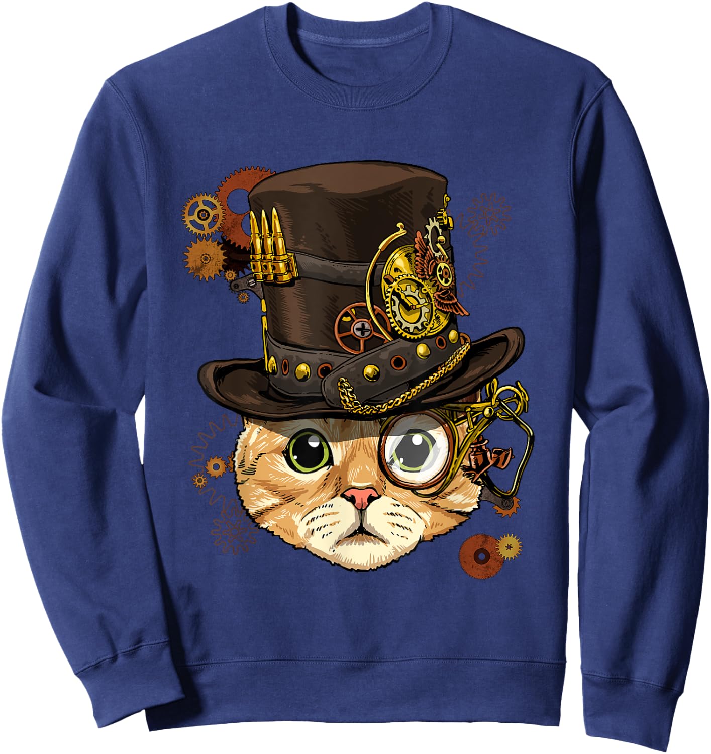 Cat Shirt Steampunk Cat Shirt Medieval Kitten Pet Cat Lover Sweatshirt - Sweatshirt | Navy