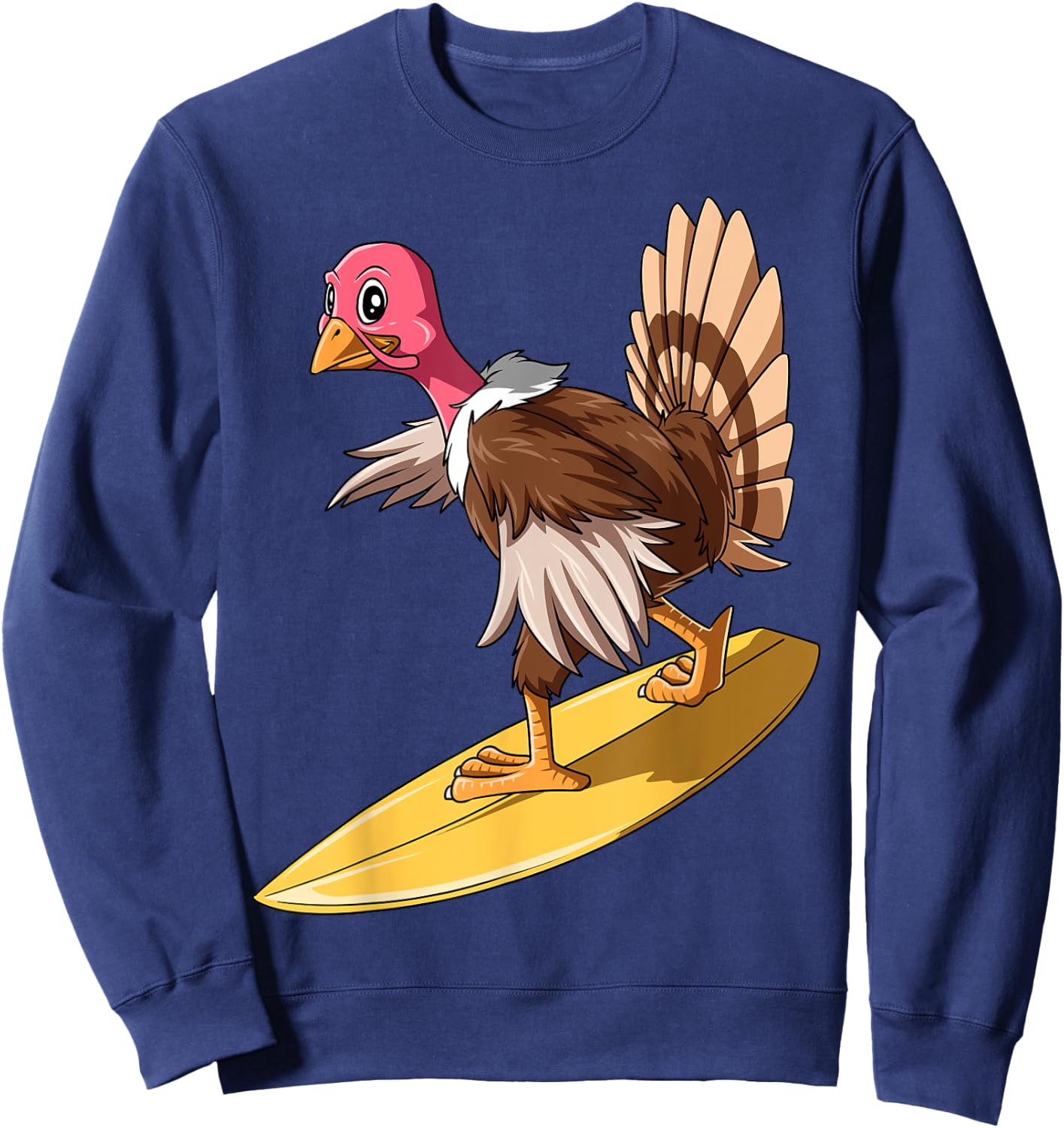Turkey Surfing Thanksgiving Turkey Surf Turkey Surfboard Sweatshirt - Sweatshirt | Navy