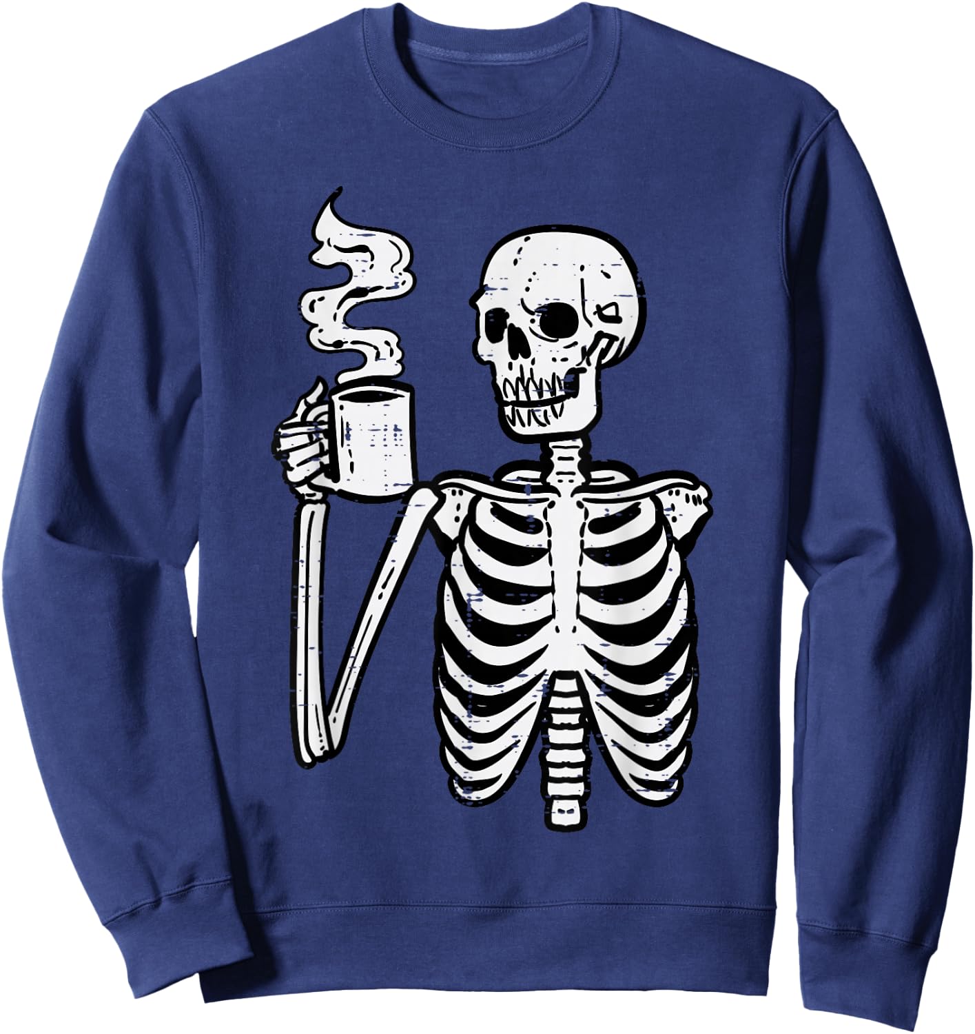 Halloween Skeleton Coffee Funny Costume Men Women Kids Boys Sweatshirt - Sweatshirt | Navy
