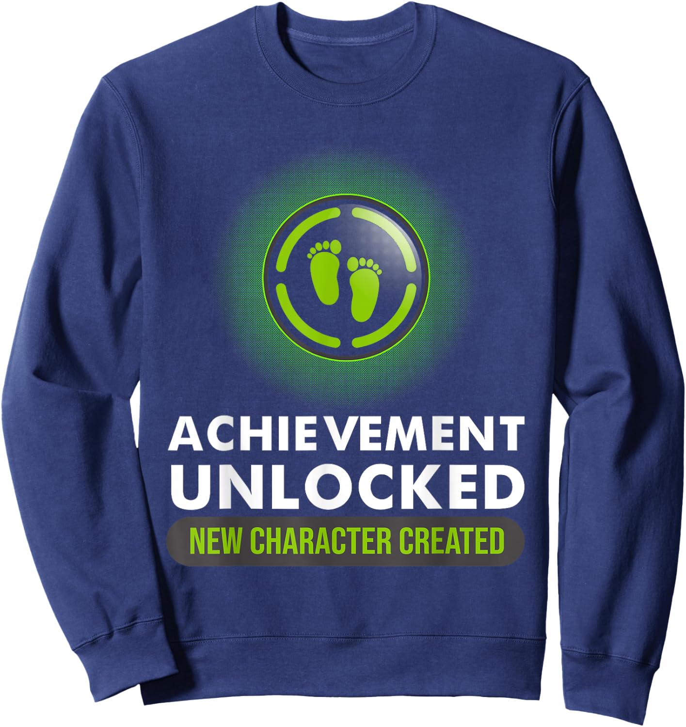 Cute Pregnant Announcement Gamer Dad Mom Designs Funny Achievement Unlocked New Character Created Pregnancy - -Adults, Kids - Black - Short Sleeve - S - Medium Sweatshirt - Sweatshirt | Navy