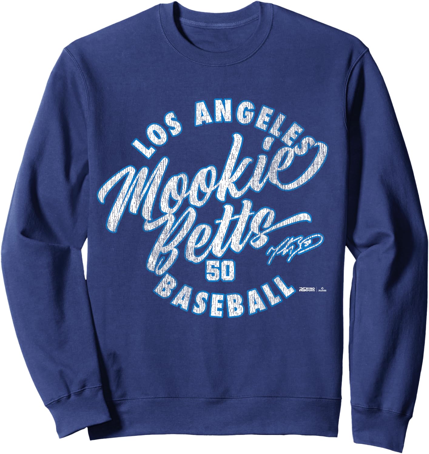 Mookie Betts Los Angeles Baseball Vintage Cursive MLBPA Sweatshirt - Sweatshirt | Navy