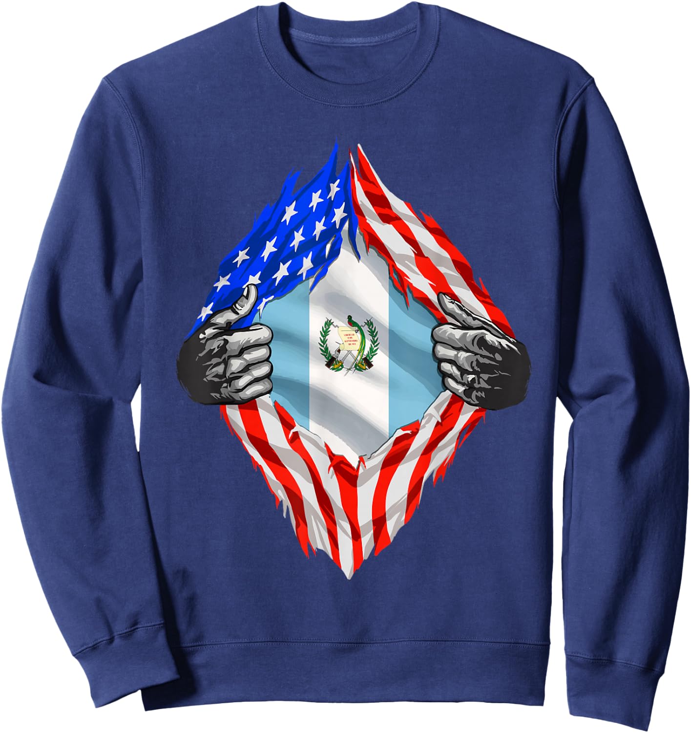 Guatemala Shirt Guatemala USA Flag Guatemalan American Roots Sweatshirt - Sweatshirt | Navy