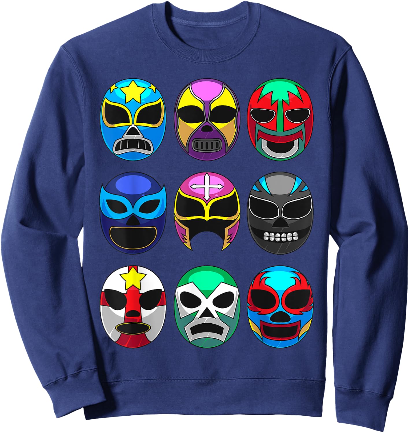 Cool Lucha Libre Wrestlers Masks | Funny Wrestling Gift Fan Sweatshirt - Sweatshirt | Navy