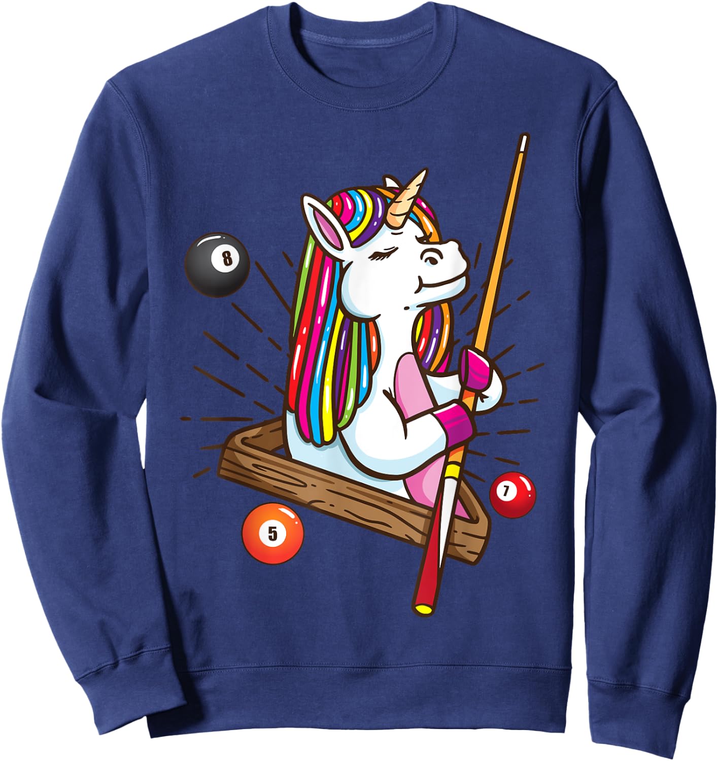Billiard unicorn workhorse pool shirt girls snooker Sweatshirt - Sweatshirt | Navy