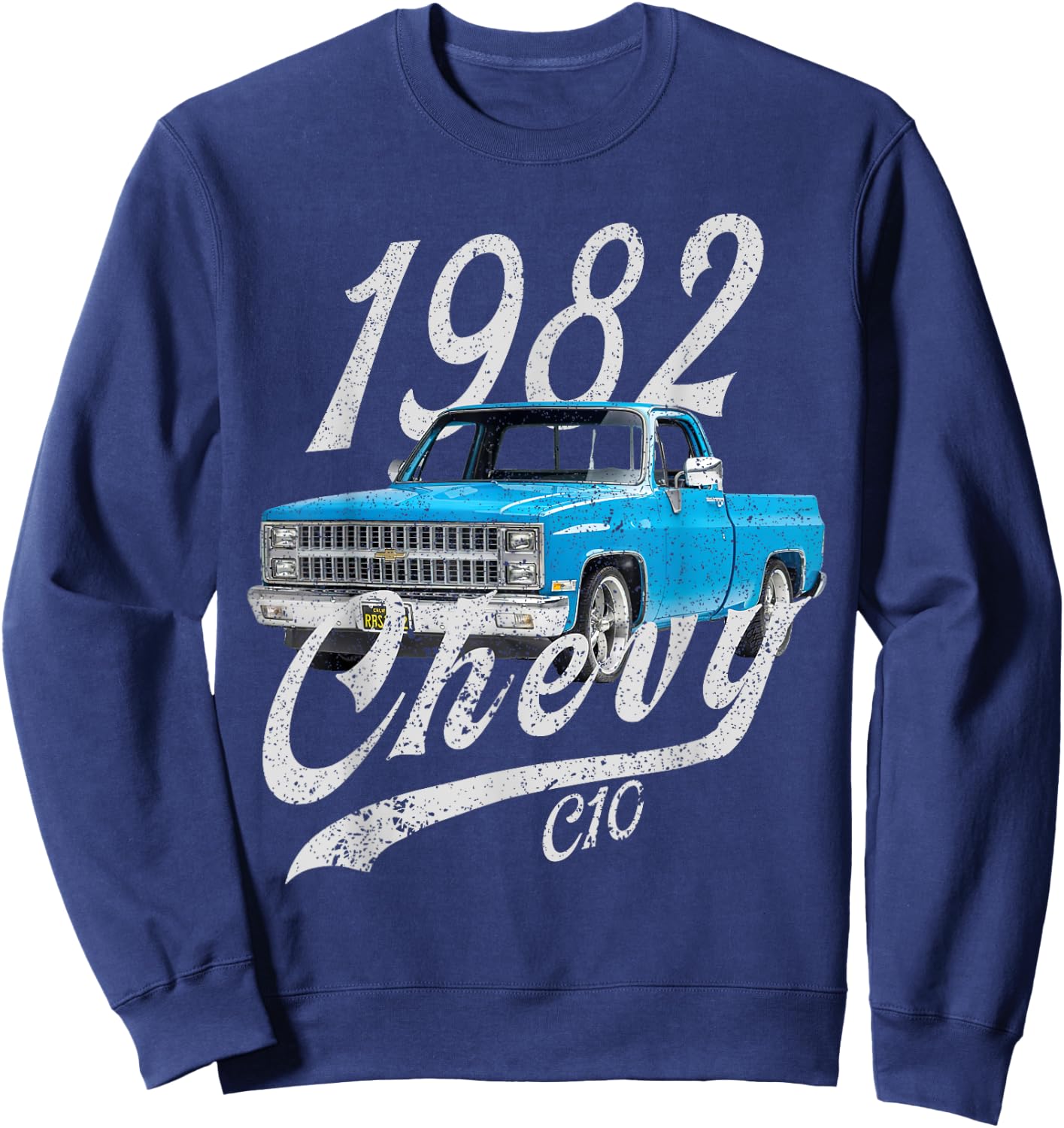 1982 Chevys C10 Pick Up Back of Rear Drawing Sweatshirt - Sweatshirt | Navy