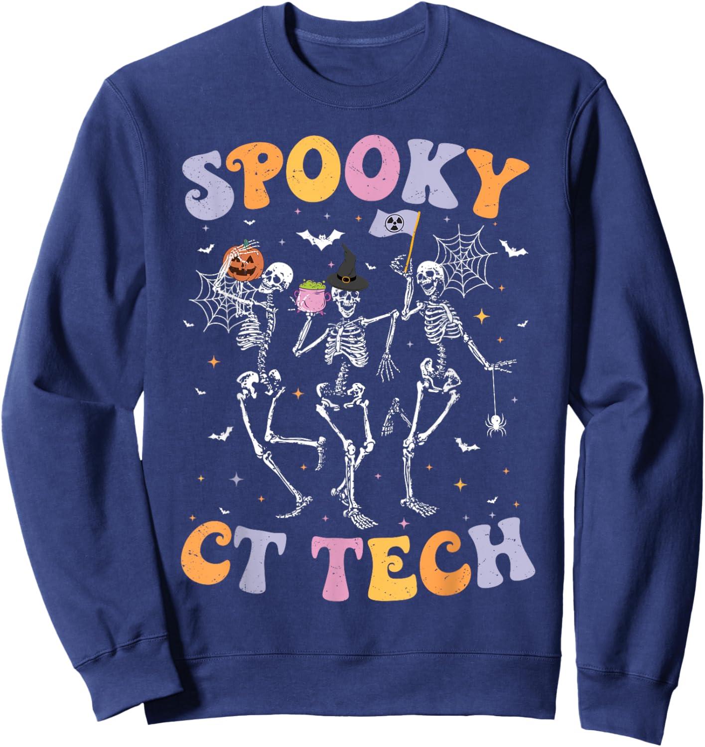 Skeleton Spooky CT Tech Computed Tomography Tech Halloween Sweatshirt - Sweatshirt | Navy