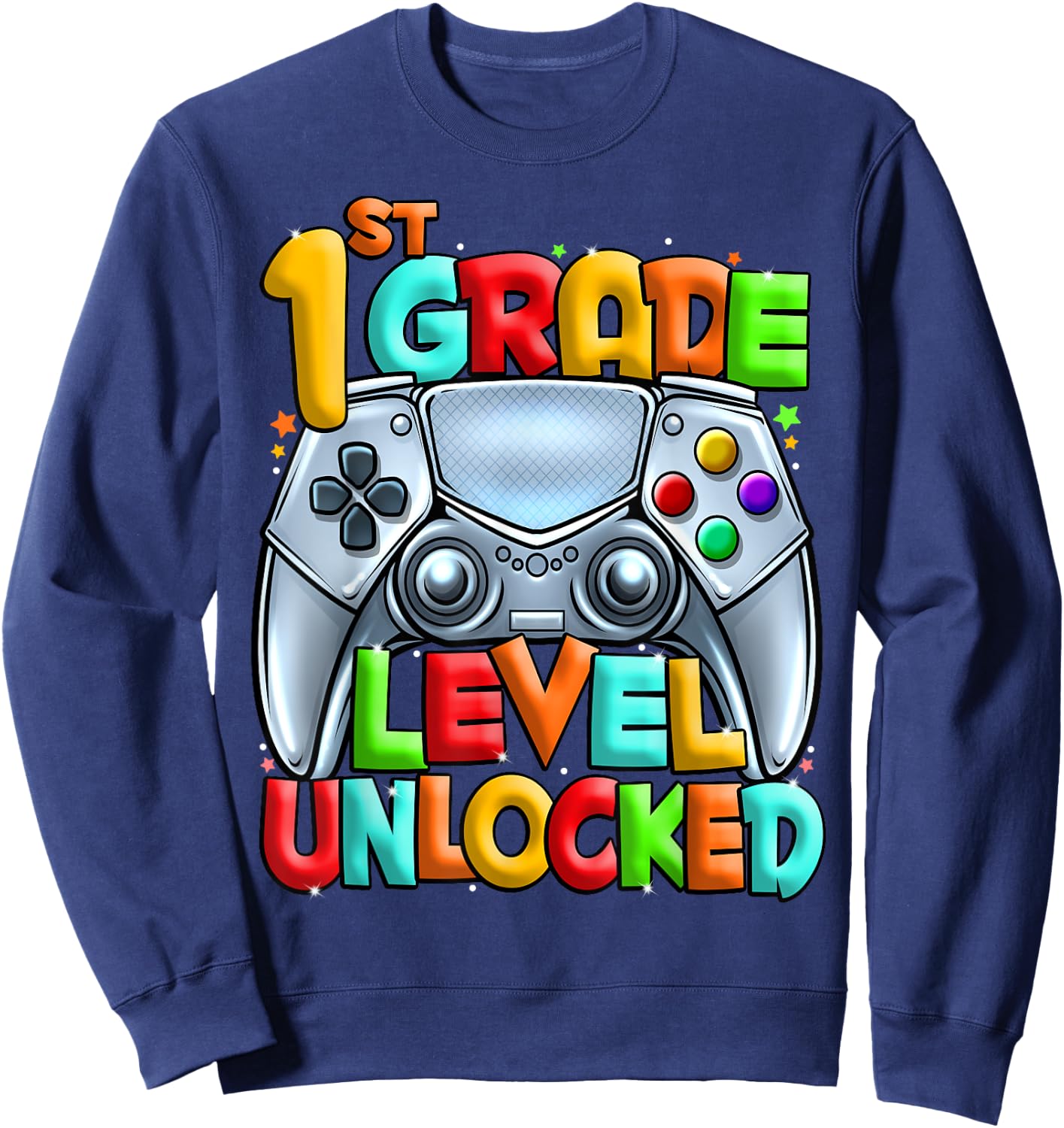 1st Grade Level Unlocked Video Gamer Back to School Kids Sweatshirt - Sweatshirt | Navy