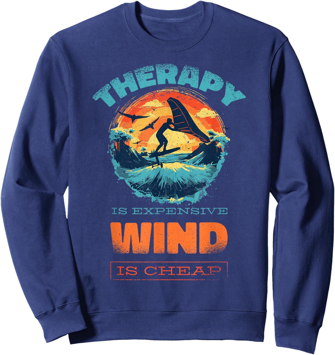 Wingfoil-Surfer Wingfoiling-Board Wing-Foiling Wing-Surf Sweatshirt - Sweatshirt | Navy