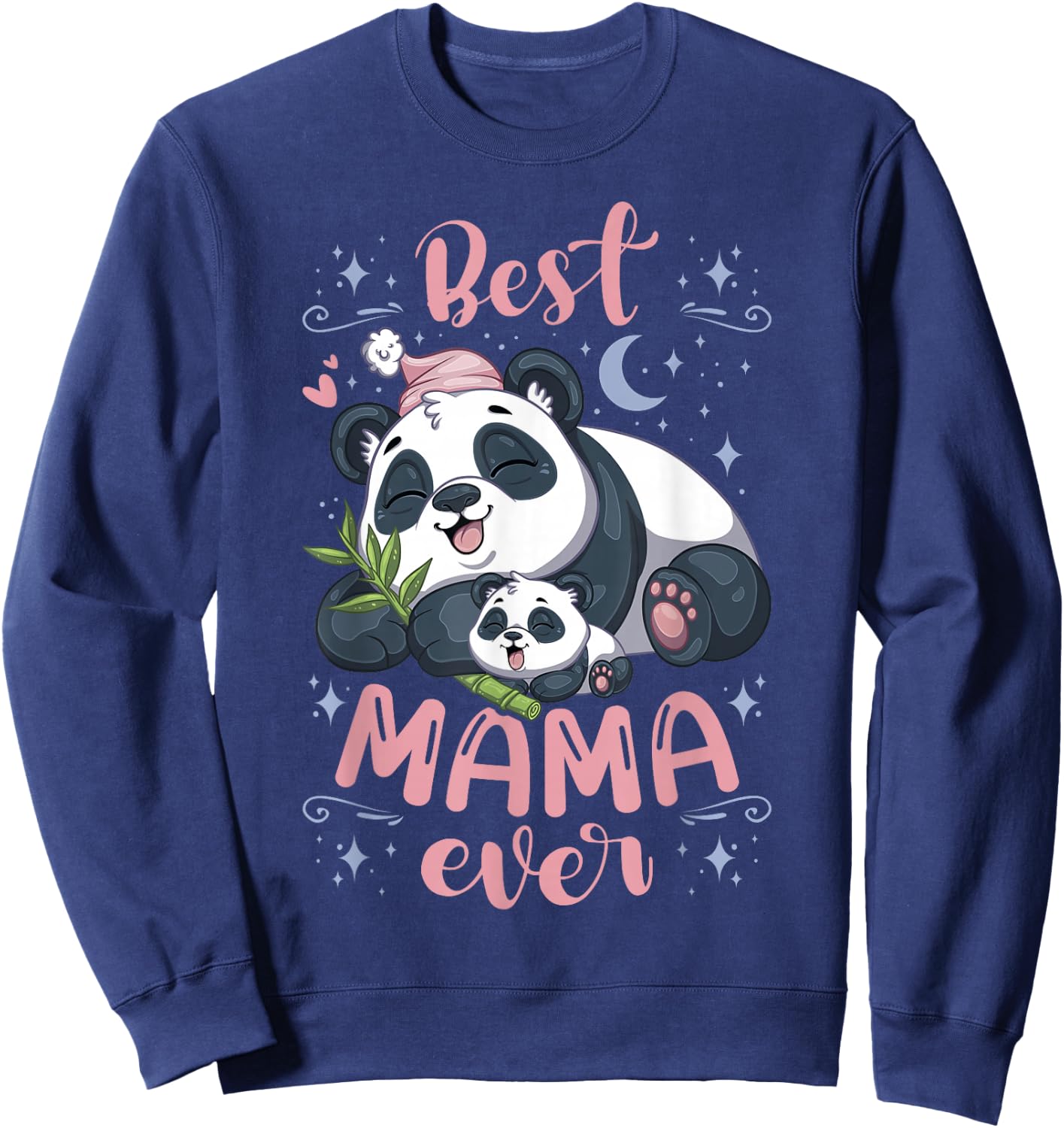 Best Mama Ever, Panda Bear Mother with Cub, Mother's Day Sweatshirt - Sweatshirt | Navy