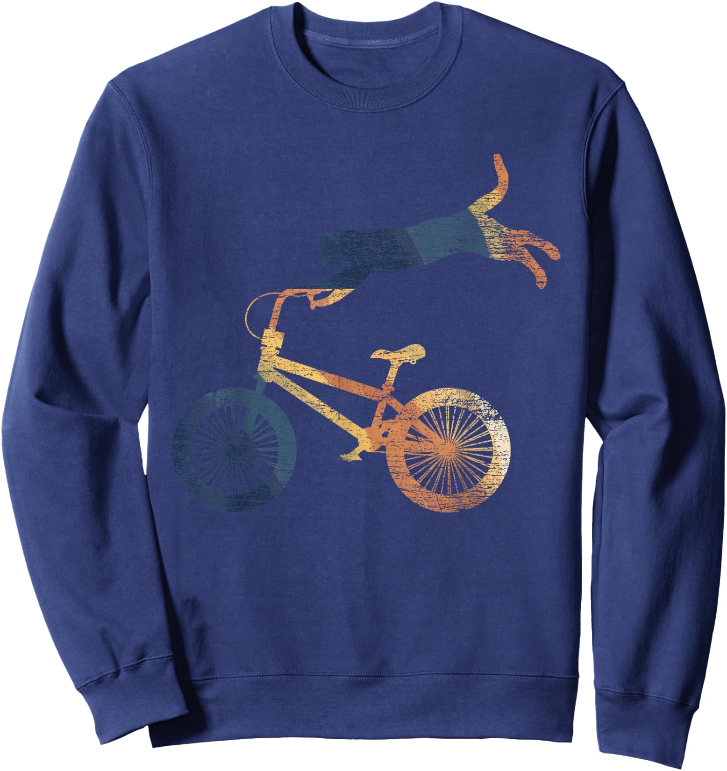Retro Cat Funny Animal Lover Gift Cyclist BMX Pet Bicycle Sweatshirt - Sweatshirt | Navy