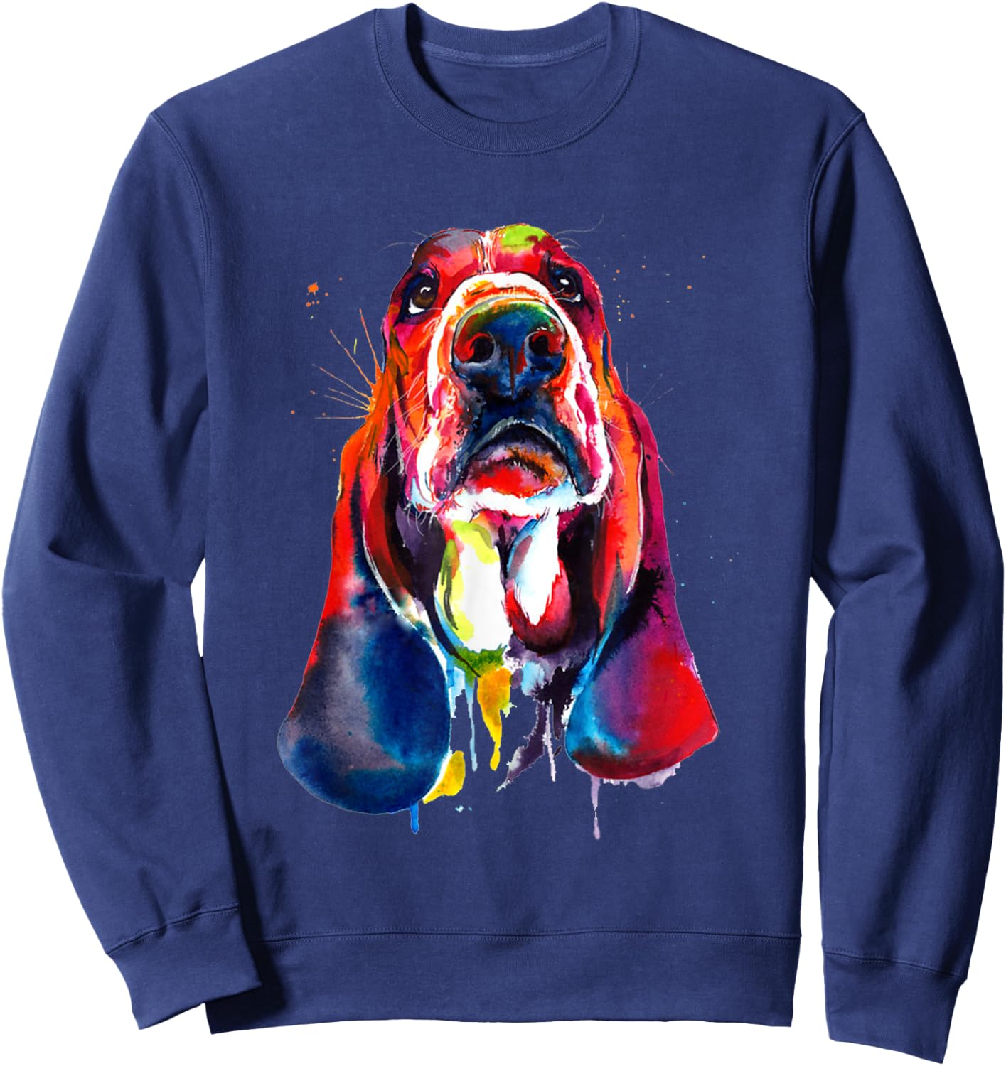 Basset Hound Artistic Funny Dog Cute Sweet Gift Birthday Women Kids Sweatshirt - Sweatshirt | Navy