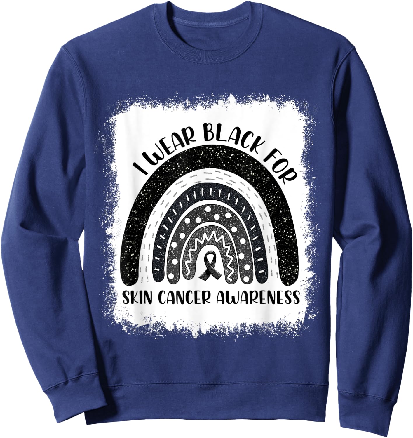 Rainbow I Wear Black For Skin Cancer Awareness Month Sweatshirt - Sweatshirt | Navy