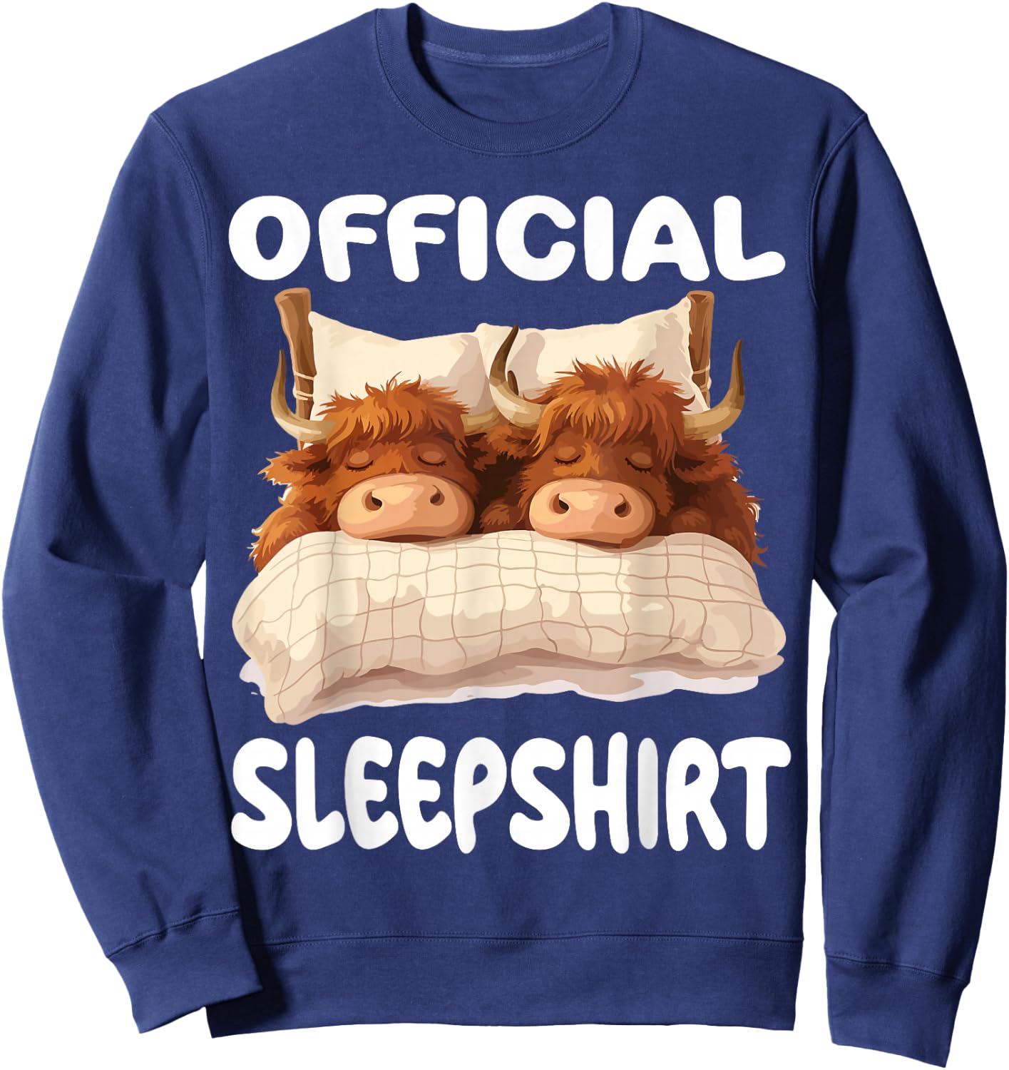 Scottish Highland Cow Official Sleepshirt Pajamas Nightgown Sweatshirt - Sweatshirt | Navy