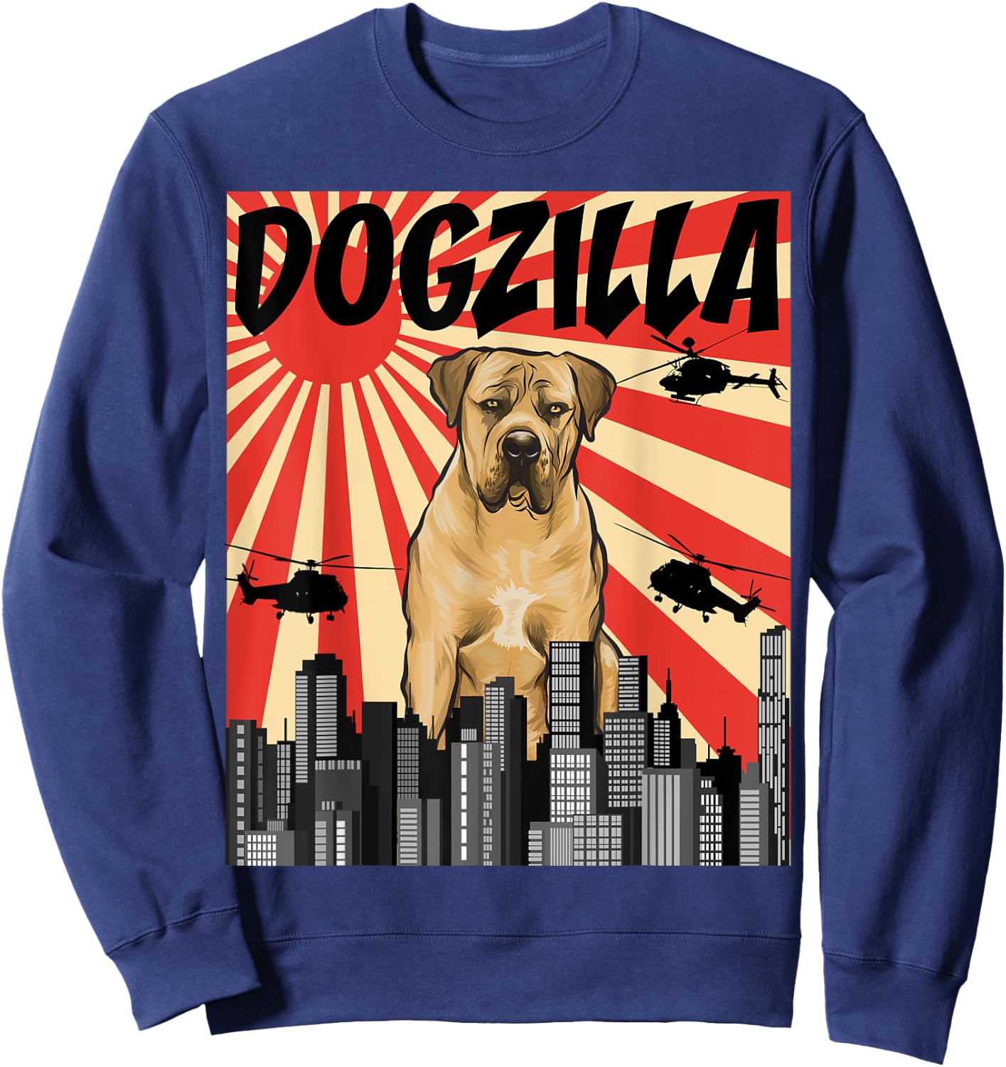 Funny Retro Japanese Dogzilla Boerboel Sweatshirt - Sweatshirt | Navy