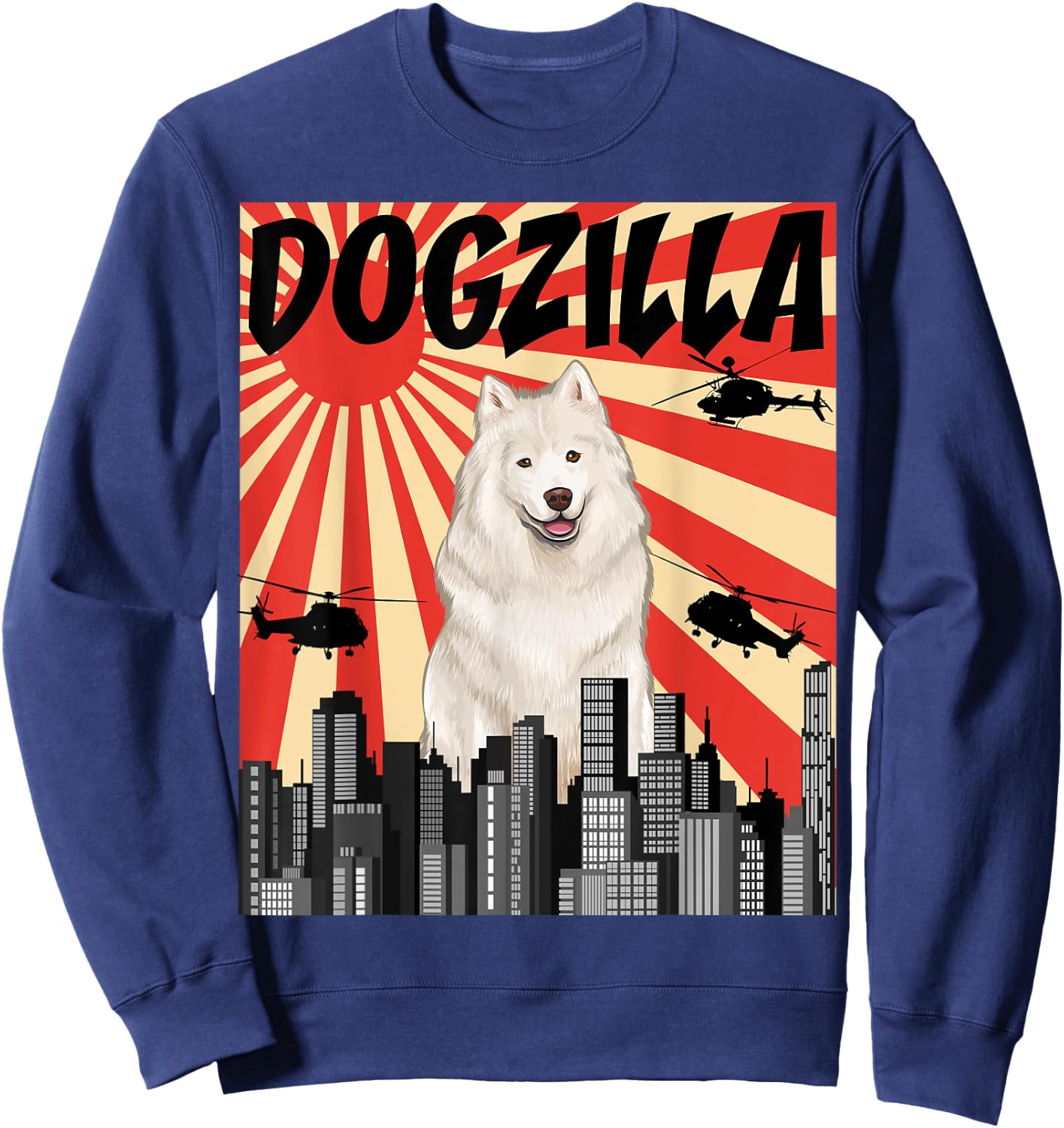 Funny Retro Japanese Dogzilla Samoyed Sweatshirt - Sweatshirt | Navy