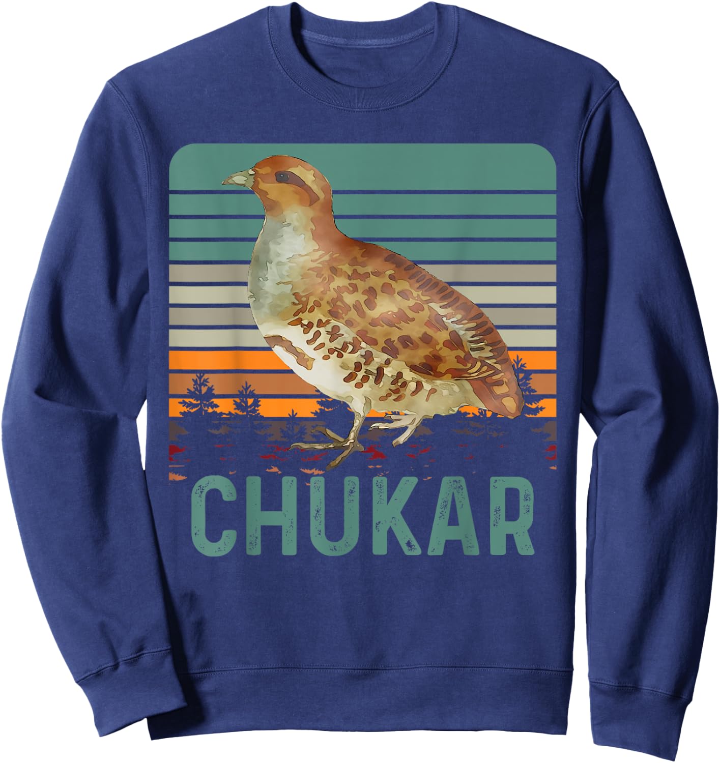 Funny Chukar Retro Vintage Funny Hunting Sweatshirt - Sweatshirt | Navy