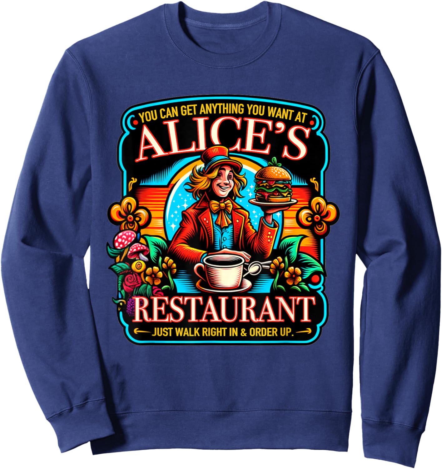 Alice's Restaurant Colorful Graphic Sweatshirt - Sweatshirt | Navy