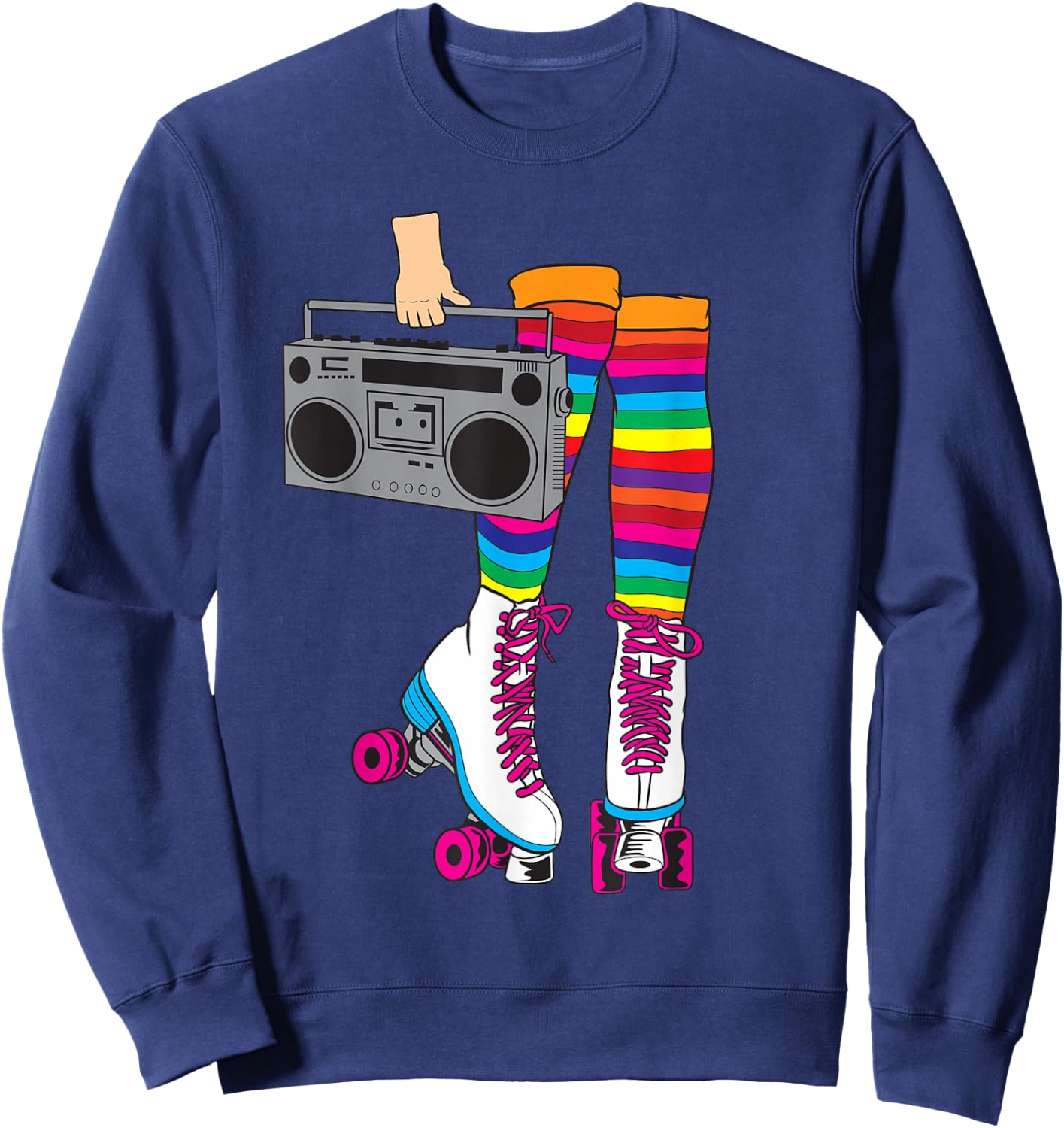 Retro Rollerskates Funny 80's Roller Disco Skating Girl Gift Sweatshirt - Sweatshirt | Navy