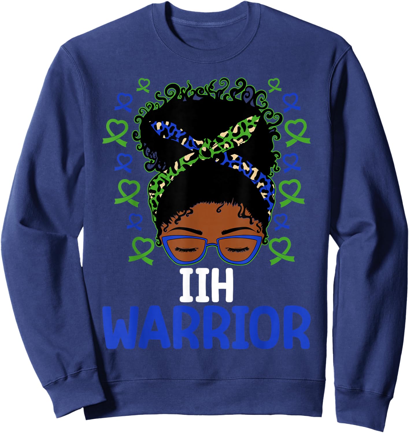 IIH Awareness IIH Warrior Afro Messy Bun Sweatshirt - Sweatshirt | Navy