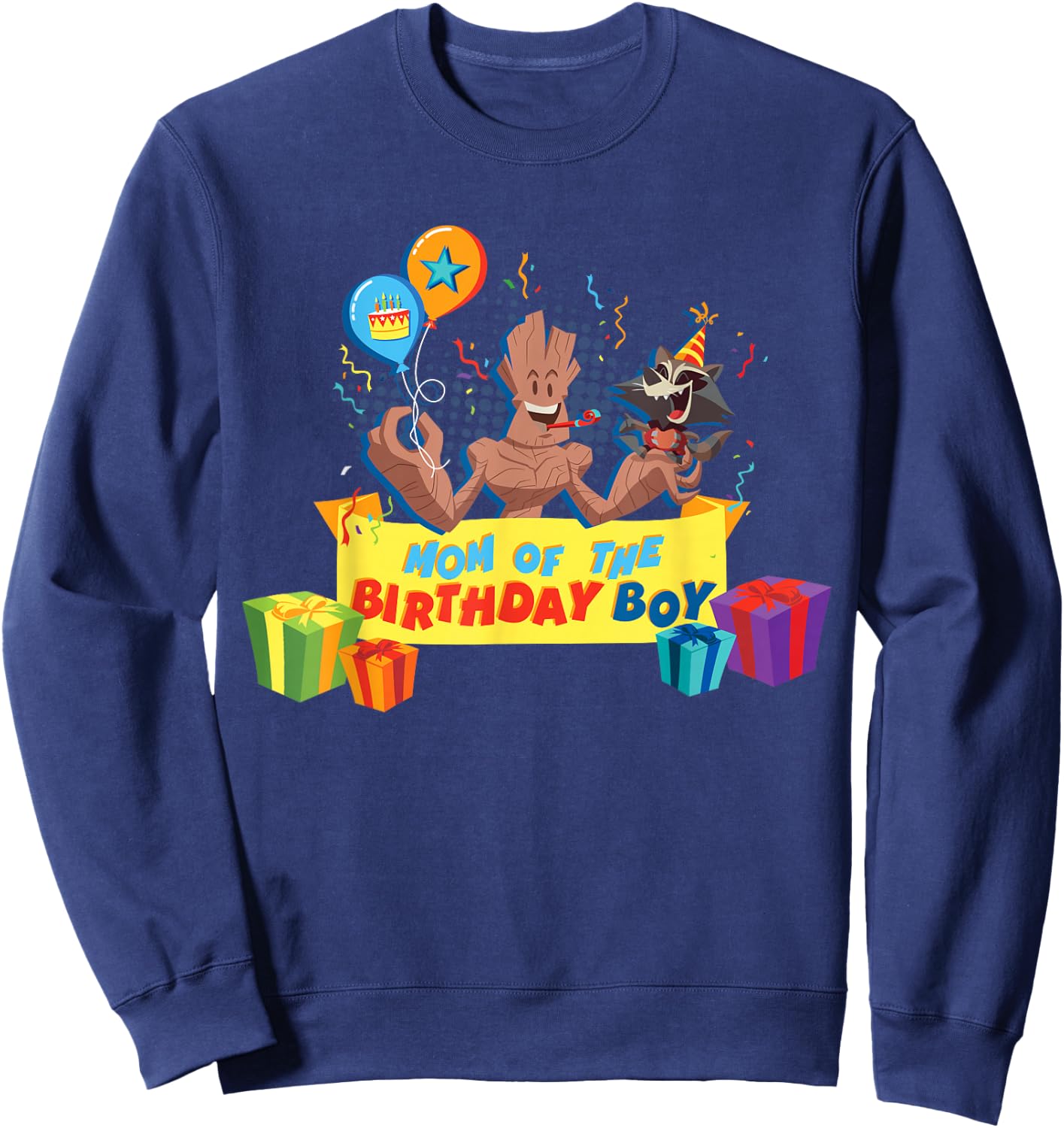 Marvel Rocket & Groot Family Party Mom of the Birthday Boy Sweatshirt - Sweatshirt | Navy