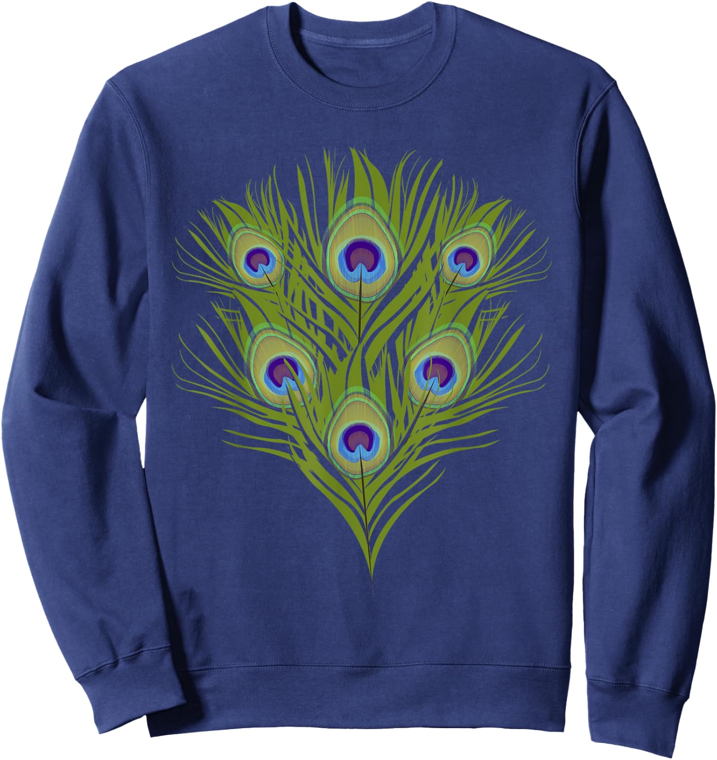 Decorative Colorful Women Girls Kids Tail Feathers Peacock Sweatshirt - Sweatshirt | Navy