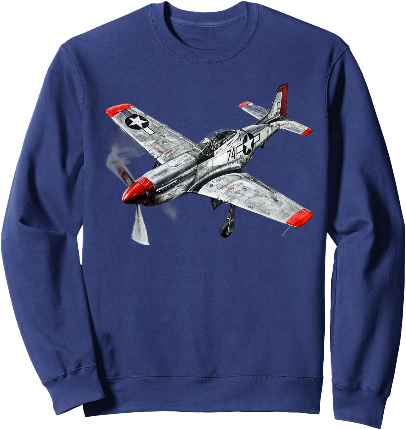 WW2 Warbirds P51 Fighter Plane Aircraft Aviation Hobbyist Sweatshirt - Sweatshirt | Navy