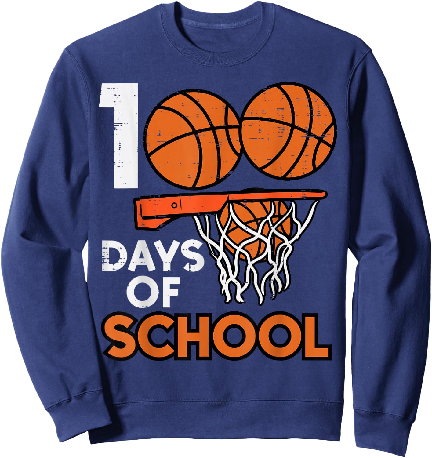100 Days School Basketball 100th Day Teacher Men Boys Kids Sweatshirt - Sweatshirt | Navy