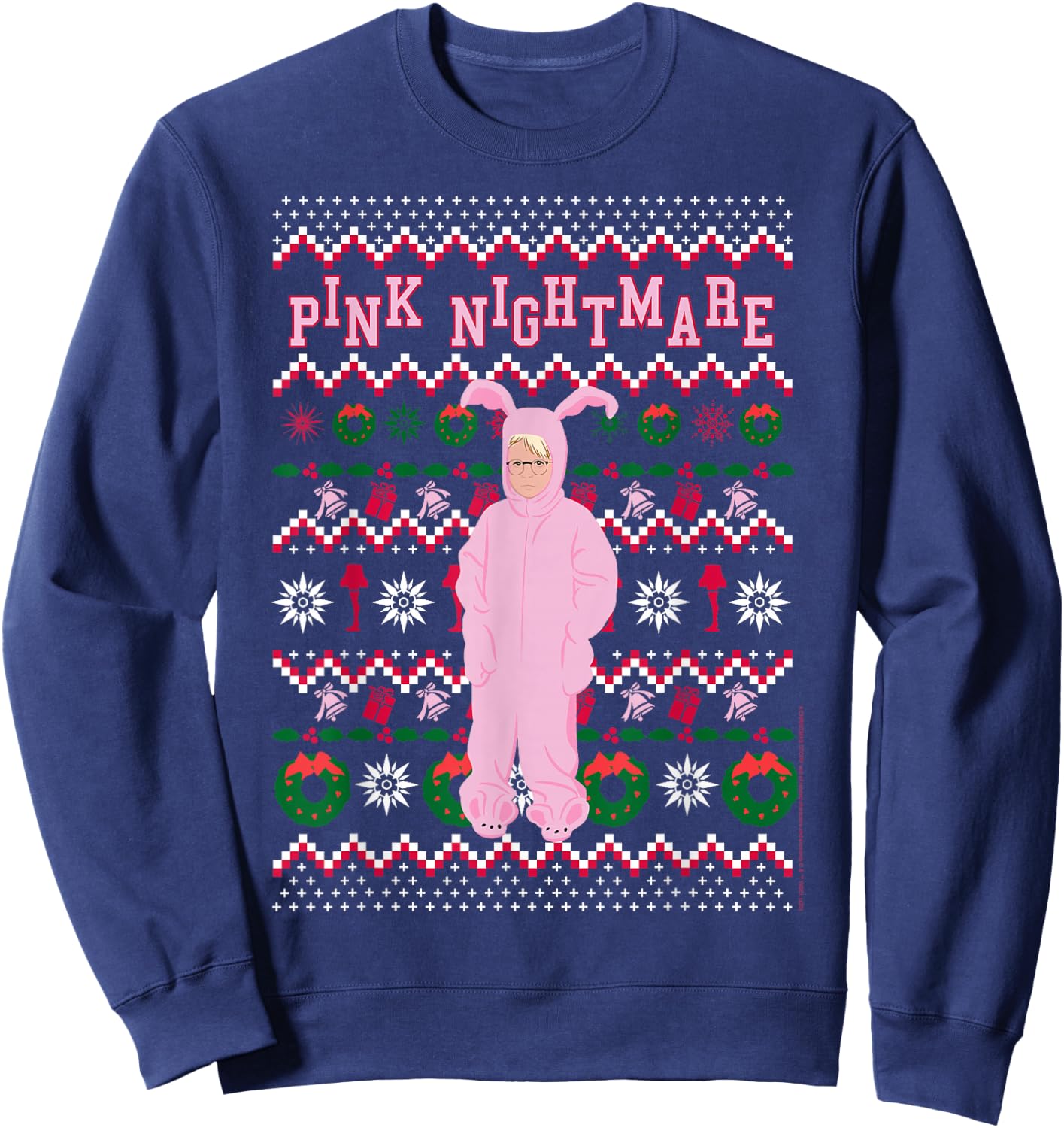 A Christmas Story Pink Nightmare Ugly Sweater Sweatshirt - Sweatshirt | Navy