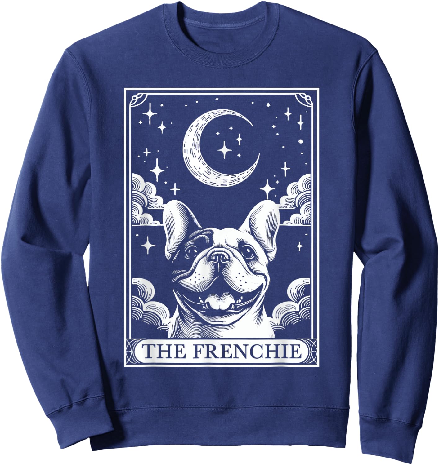Tarot Card Vintage Crescent Moon French Bulldog Dog Mom Sweatshirt - Sweatshirt | Navy