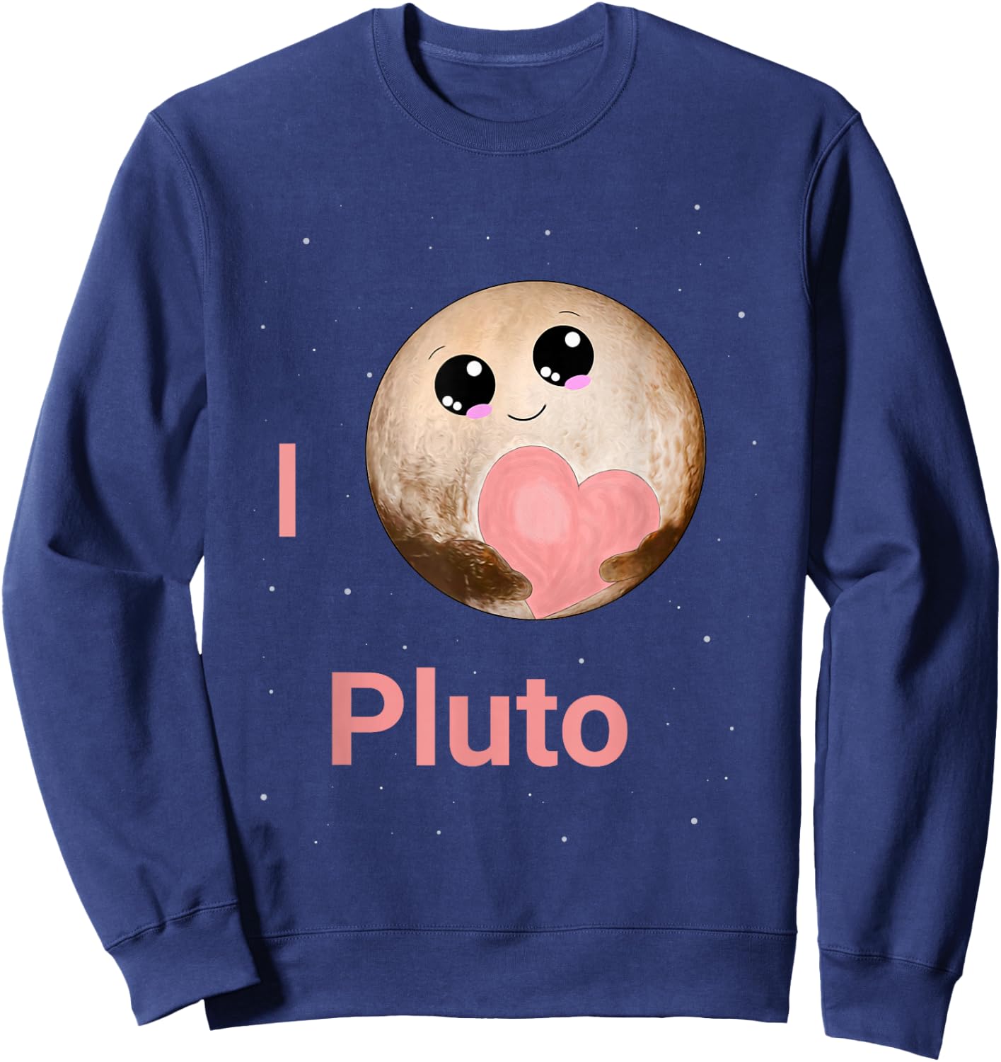 I Love Pluto Heart Cute Pluto Planet Space Kawaii Sweatshirt - Sweatshirt | Navy