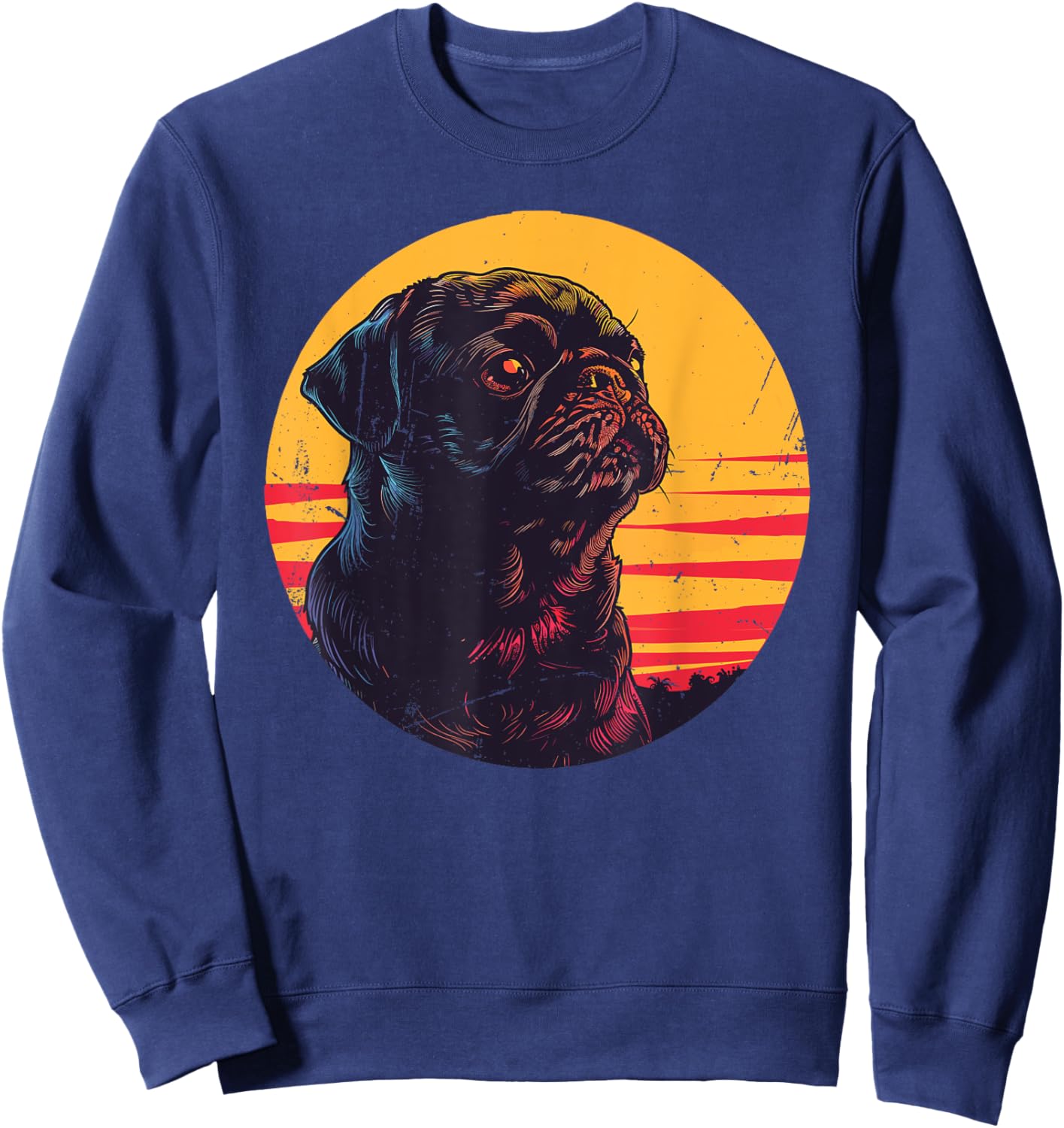 Retro Vintage Pug Christmas Birthday Gift Pug Dog Owner Women Kids Sweatshirt - Sweatshirt | Navy
