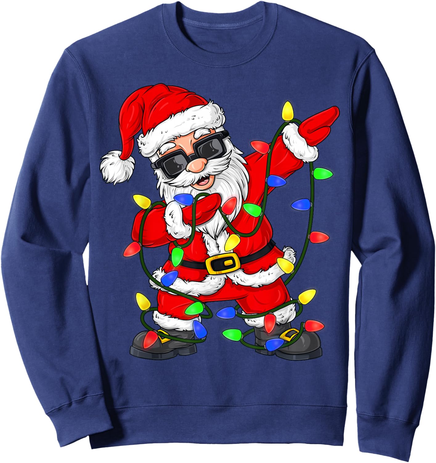 Dabbing Santa Claus Christmas Tree Lights Boys Kids Dab Xmas Sweatshirt - Sweatshirt | Navy