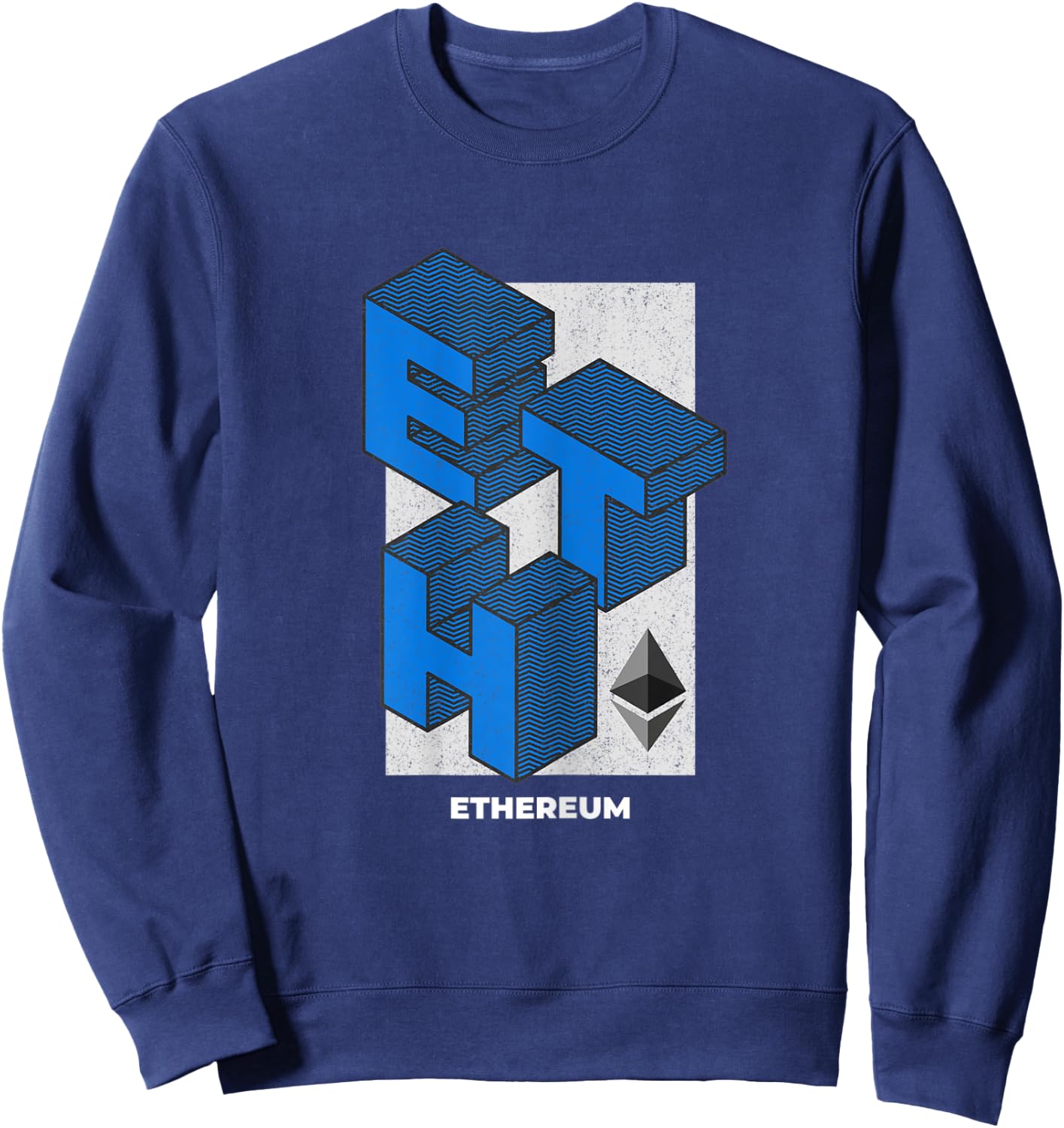 Ethereum Crypto Isometric Text ETH Cryptocurrency Shirt Sweatshirt - Sweatshirt | Navy