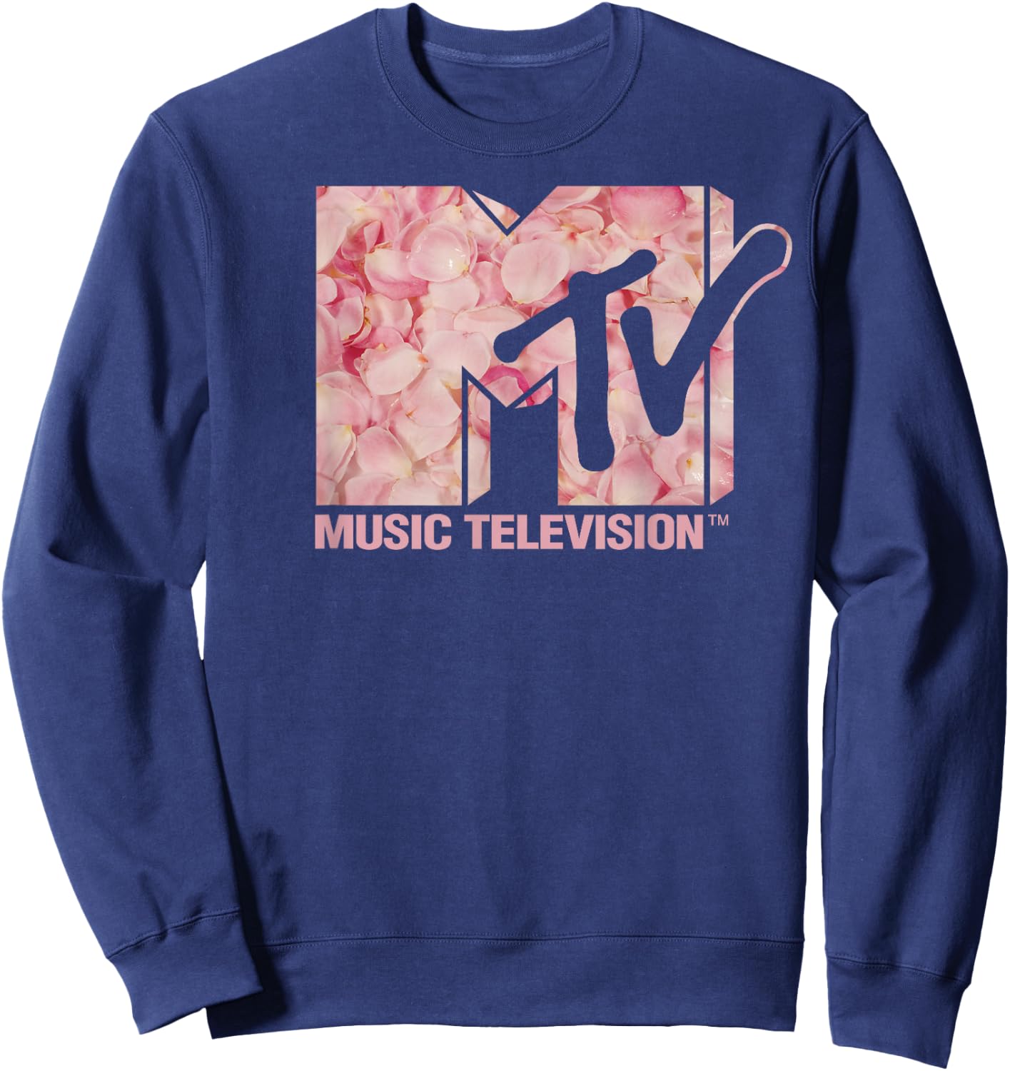 MTV Music Television Pink Rose Petal Logo Sweatshirt - Sweatshirt | Navy