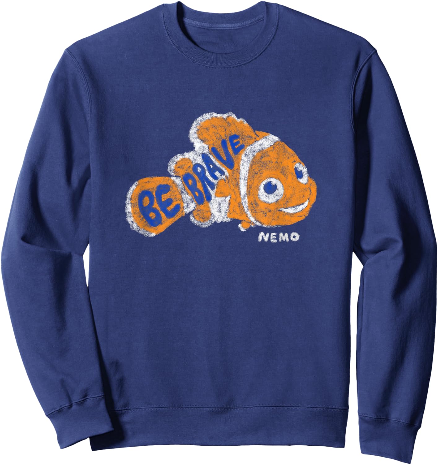 Disney Pixar Finding Nemo Be Brave Nemo Distressed Big Logo Sweatshirt - Sweatshirt | Navy