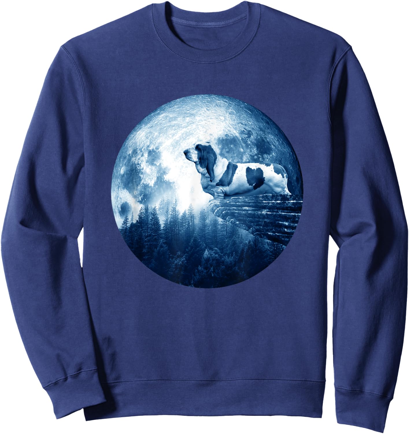 Basset Hound Dog Moon Dog Mom Dad Women Men Dog Lovers Sweatshirt - Sweatshirt | Navy